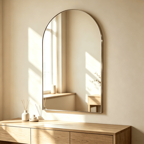 Slim Arched Bathroom Mirror