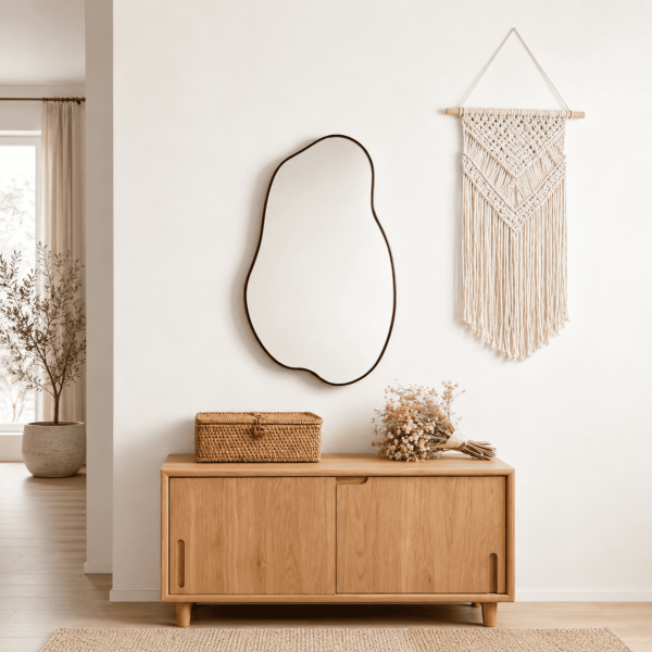 Asymmetrical bathroom Wall Mirror Organic Freeform Metal Wall Mirror