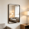 Rounded Rectangular Metal Bathroom Mirror