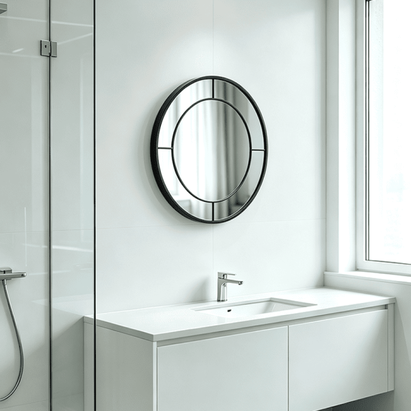 Black Bathroom Mirror Framed Wall Mirror Round Mirror with Mirrored Frame