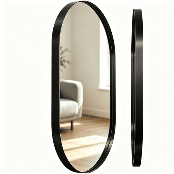 Oval Metal Framed Bathroom Mirror
