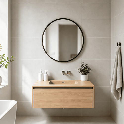 Black Round Bathroom Mirror Classic Round Stainless Steel Mirror