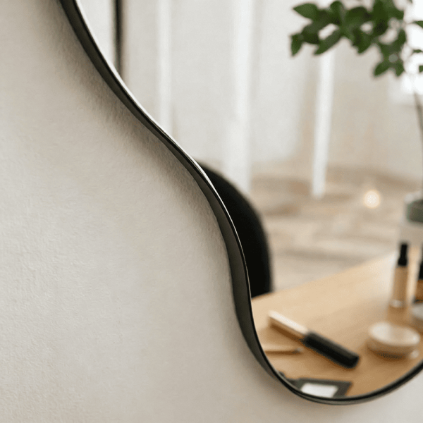 Black Wall Mirror Frame Asymmetrical Metal Wall Mirror