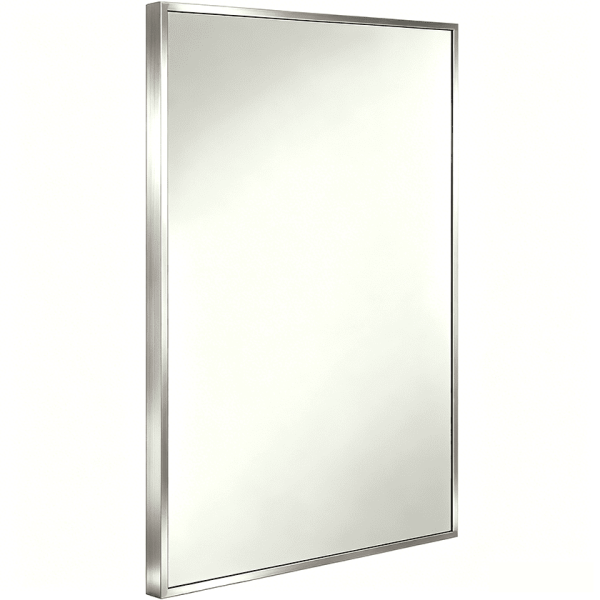 Brushed Silver Wall Mirror Classic Rectangular Metal Frame Mirror