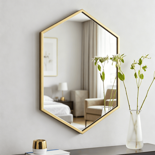 Classic Metal Hexagon Wall Mirror