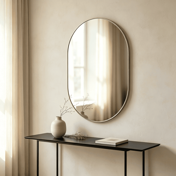 Vertical Pill Shaped Wall Mirror