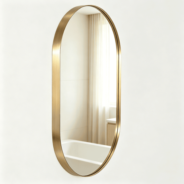 Oval Metal Framed Bathroom Mirror