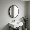 Matte black round bathroom mirror Classic Round Stainless Steel Mirror