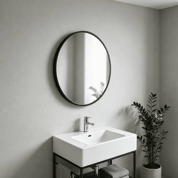 Matte black round bathroom mirror Classic Round Stainless Steel Mirror