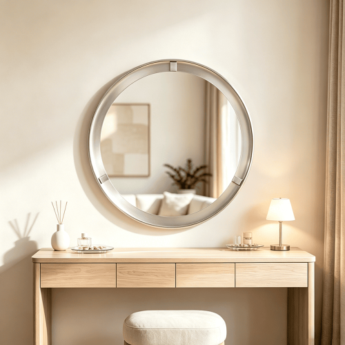 Round Metal Framed Bathroom Mirror