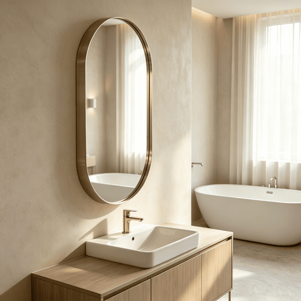Oval Metal Framed Bathroom Mirror