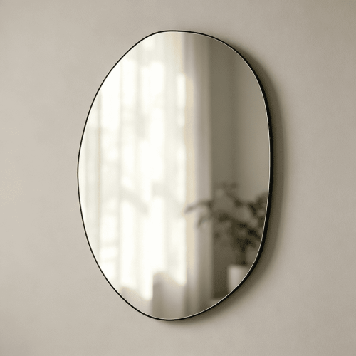 Metal Framed Bathroom Wall Mirror Organic Irregular Bathroom Mirror