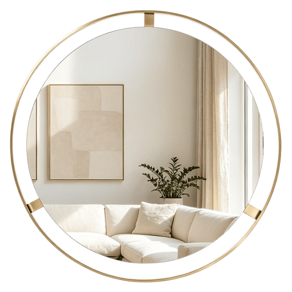 Modern Bathroom Mirror Round Metal Framed Bathroom Mirror