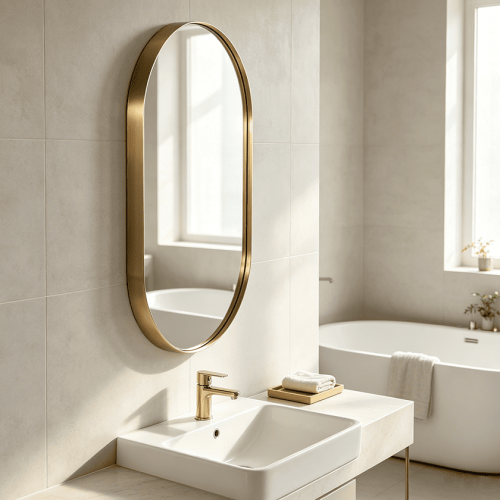 Oval Metal Framed Bathroom Mirror