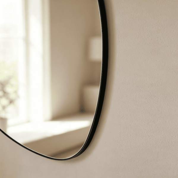Pebble Mirror Black Metal Frame Pebble Shaped Metal Wall Mirror