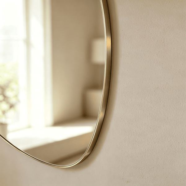 Pebble Mirror Gold Metal Frame Pebble Shaped Metal Wall Mirror