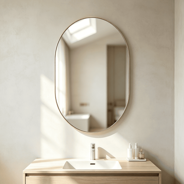 Vertical Pill Shaped Wall Mirror
