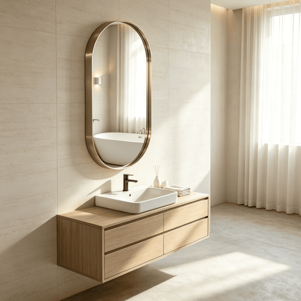 Oval Metal Framed Bathroom Mirror
