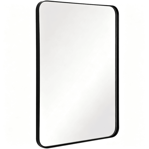 Rounded Rectangular Metal Bathroom Mirror