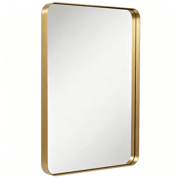 Rounded Rectangular Metal Bathroom Mirror