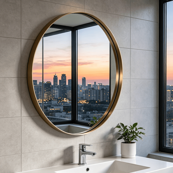 Recessed Frame Round Mirror