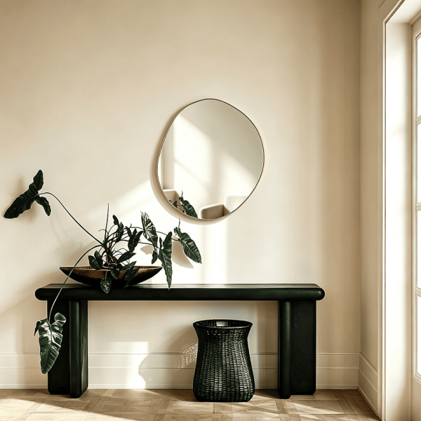 Slim Stone Shape Framed Wall Mirror Organic Irregular Wall Mirror
