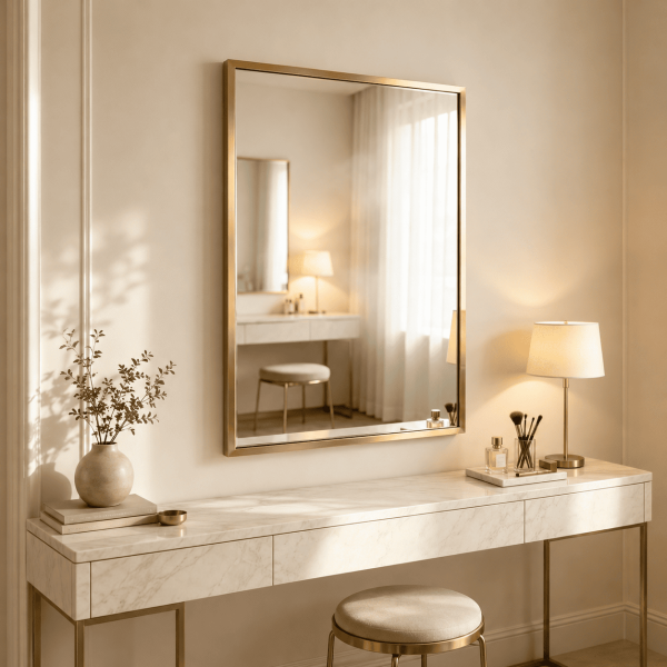 Stainless Steel Frame Mirror Classic Rectangular Metal Frame Mirror