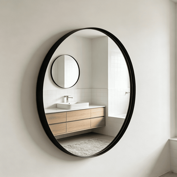 Recessed Frame Round Mirror