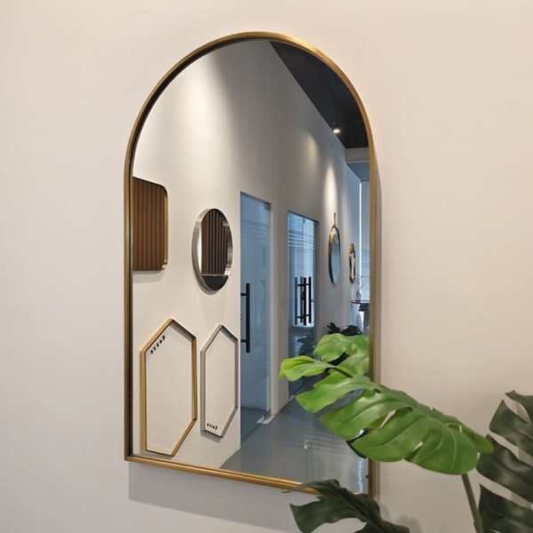 Arched Bathroom Mirror with Steel Frame