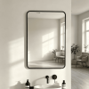 black framed vanity mirror Rounded Rectangle Bathroom Mirror