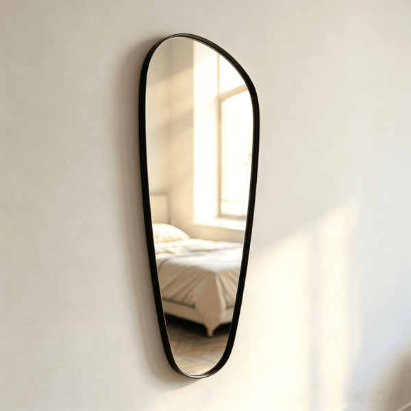black metal framed wall mirror Organic Pebble Wall Mirror