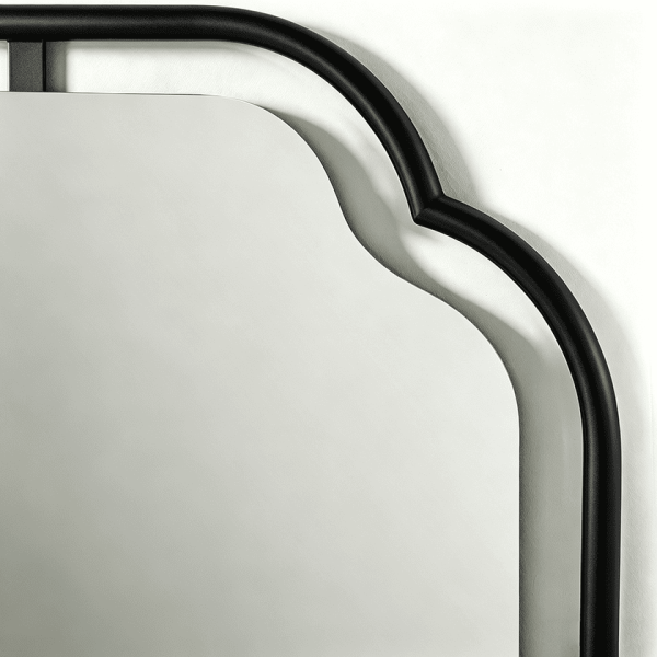 black scalloped mirror metal framed Scalloped Tubular Frame Wall Mirror
