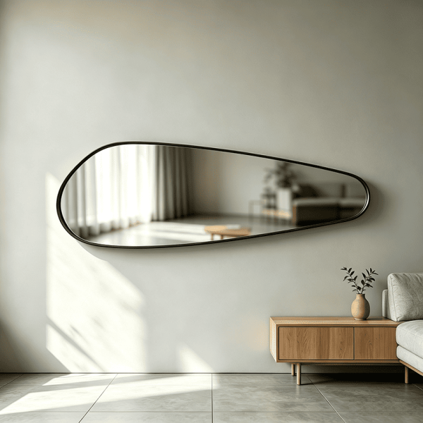 black stainless steel framed pebble mirror Organic Pebble Wall Mirror