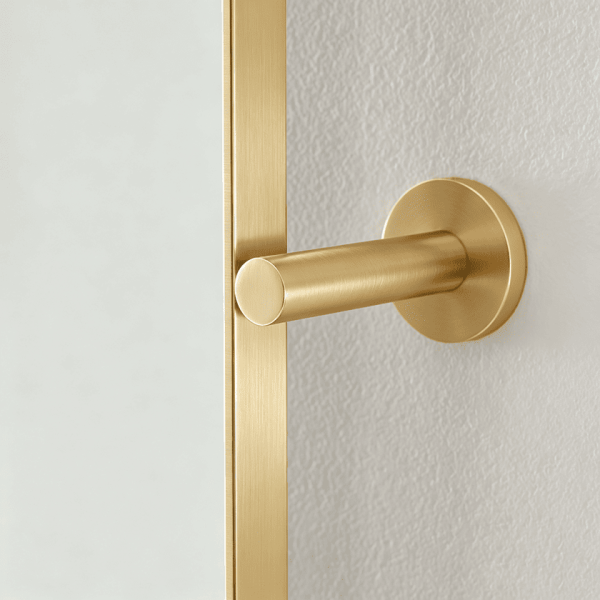 brushed gold adjustable bathroom mirror metal frame Rounded Rectangle Pivot Mirror
