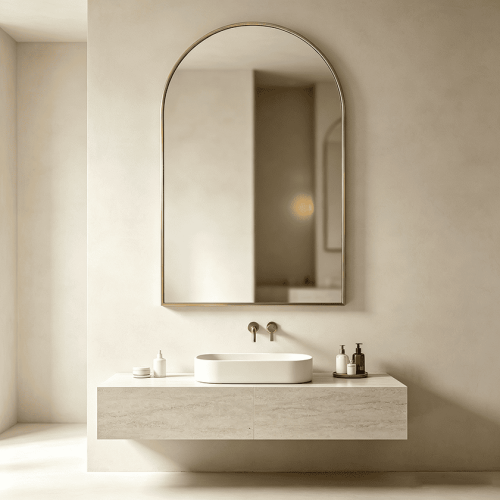 Arched Bathroom Mirror with Steel Frame