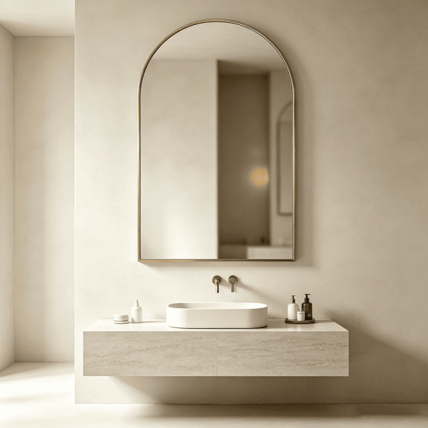 Arched Bathroom Mirror with Steel Frame