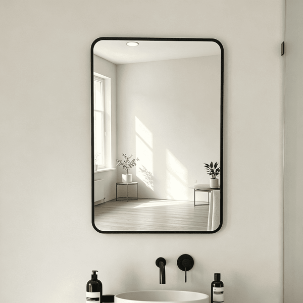 custom black frame vanity mirror Rounded Rectangle Bathroom Mirror