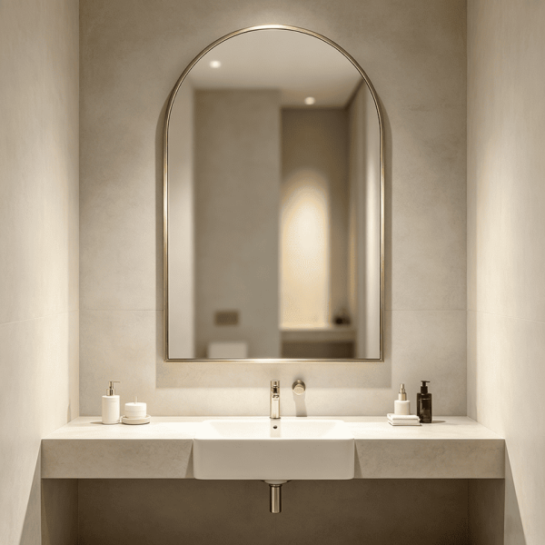 Arched Bathroom Mirror with Steel Frame