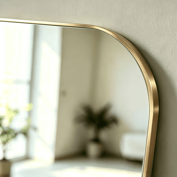gold full length mirror frame detail Rounded Corner Full Length Mirror