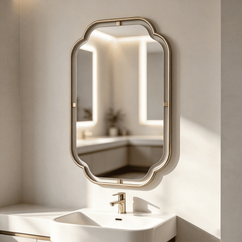 gold scalloped mirror Scalloped Tubular Frame Wall Mirror