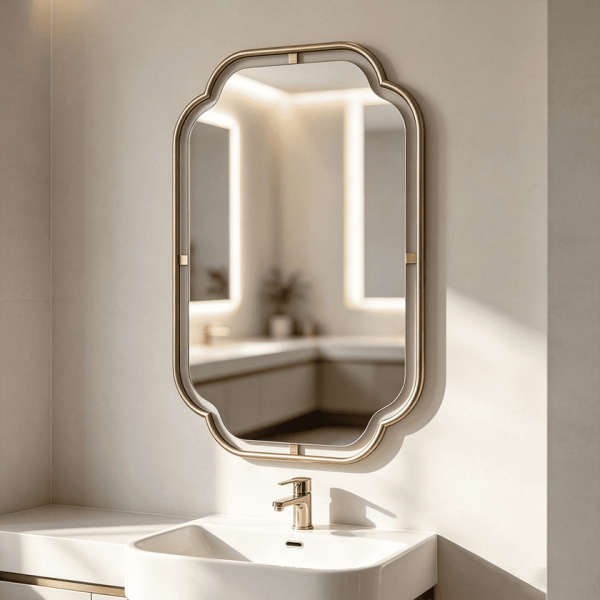 gold scalloped mirror Scalloped Tubular Frame Wall Mirror
