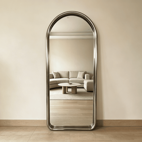 metal frame arched floor mirror Silver Arched Full Length Mirror