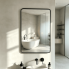 metal framed bathroom mirror Rounded Rectangle Bathroom Mirror