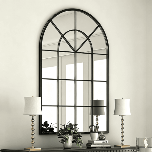 Arched Window Pane Wall Mirror