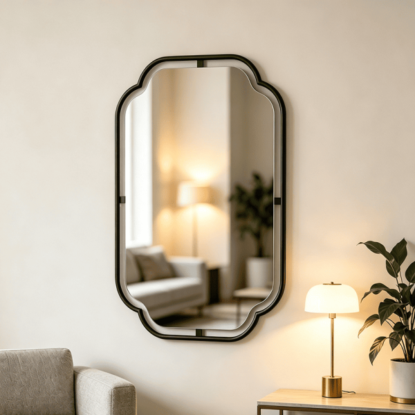 scalloped metal wall mirror Scalloped Tubular Frame Wall Mirror