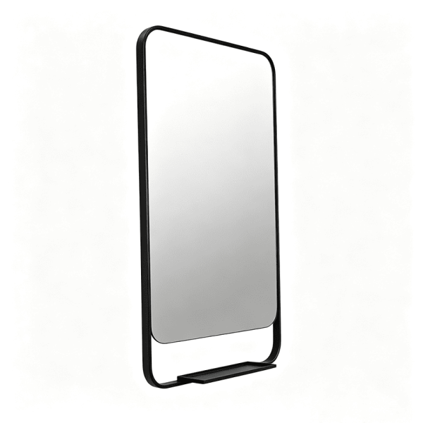wall mounted mirror with shelf Black Bathroom Mirror with Shelf